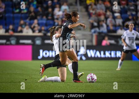 Harrison, Stati Uniti. 16 settembre 2023. Harrison, Stati Uniti, 16 settembre 2023: Lynn Williams (10 Gotham FC) durante la National Womens Soccer League tra Gotham FC e Washington Spirit alla Red Bull Arena di Harrison, New Jersey, Stati Uniti (SOLO USO EDITORIALE). (Rebekah Wynkoop/SPP) credito: SPP Sport Press Photo. /Alamy Live News Foto Stock