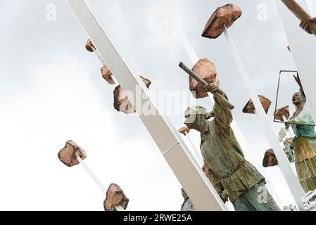 Aratoca, Santander, Colombia, 23 novembre 2022: Dettaglio del Monumento a Santandereanidad, scultura storica nel Parco Nazionale Chicamocha, Panachi Foto Stock