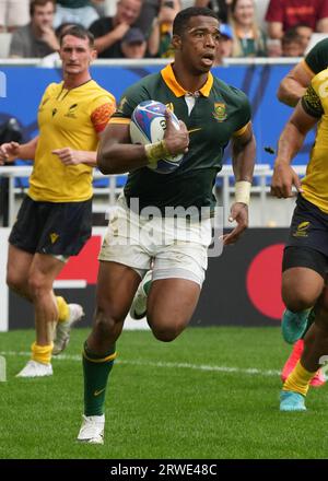 Grant WILLIAMS del Sudafrica durante la Coppa del mondo 2023, partita di rugby a 15 della Pool B tra Sudafrica e Romania il 17 settembre 2023 al Matmut Atlantique di Bordeaux, Francia. Foto di Laurent Lairys/ABACAPRESS.COM Foto Stock