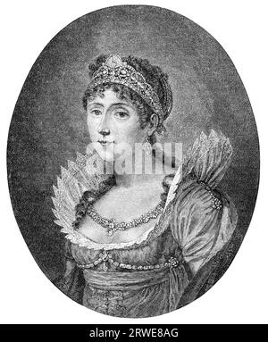 Josephine de Beauharnais (1763-1814) fu la prima moglie di Napoleone Bonaparte, e quindi la prima imperatrice dei francesi. Illustrazione originale Foto Stock