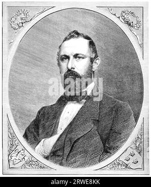 Carlo XV di Svezia (1826-1872), re di Svezia e Norvegia. Incisione di un artista sconosciuto di NY Illustrerad Tidning 1866 Foto Stock