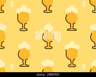 Bicchiere di birra senza cuciture. Bicchiere di birra Tulip con birra leggera. Un bicchiere di birra schiumosa in uno stile moderno e minimalista. Design per stampa, sfondo e. Illustrazione Vettoriale