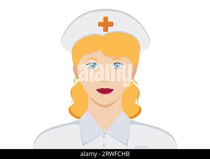 Ritratto del vettore di clipart del carattere infermiere su sfondo bianco Illustrazione Vettoriale
