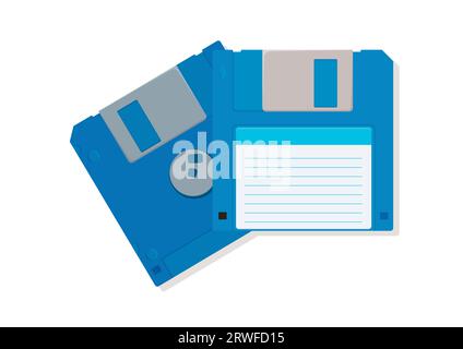 Design piatto del vettore del disco floppy PC isolato su sfondo bianco Illustrazione Vettoriale