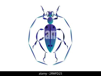 Beetle Insect with Giant Antennae Vector Art Gnoma Zonalis strani insetti Illustrazione Vettoriale