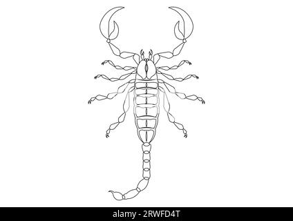 Vettore Clipart Scorpion bianco e nero isolato su sfondo bianco. Colorazione della pagina di uno Scorpion Illustrazione Vettoriale