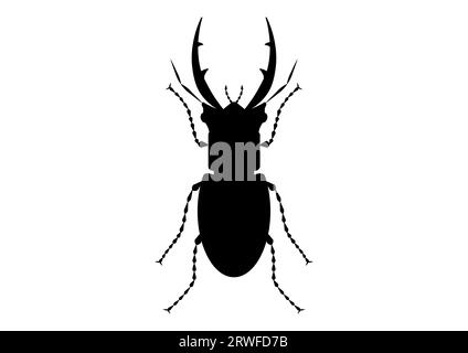 Black and White Giant Stag Beetle Clipart Illustrazione Vettoriale