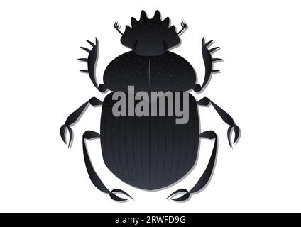 Scarab Dung Beetle Vector Art isolato su sfondo bianco Illustrazione Vettoriale