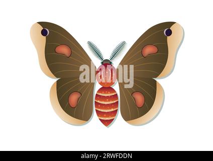 Moth Insect Vector Art isolato su sfondo bianco Illustrazione Vettoriale