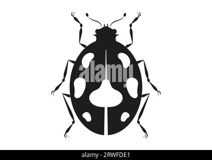 Scarabeo bianco e nero con silhouette Vector piatta Illustrazione Vettoriale