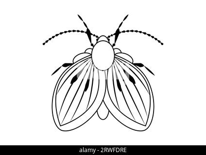 Black and White Moth Fly Insect Clipart. Pagina colorante di un insetto Moth Fly Illustrazione Vettoriale