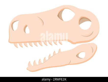 Testa di dinosauro cranio fossile Clipart Vector isolato su sfondo bianco Illustrazione Vettoriale