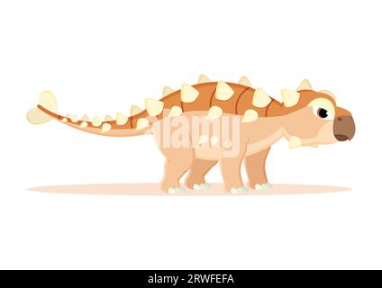 Illustrazione vettoriale del personaggio di Ankylosaurus Dinosaur Cartoon Illustrazione Vettoriale