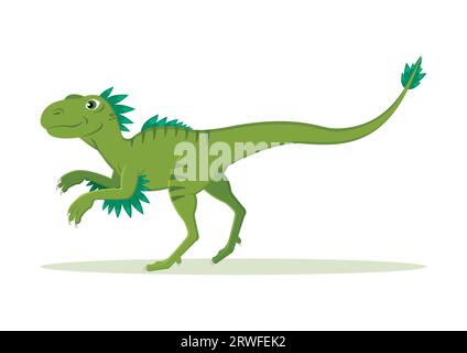 Illustrazione vettoriale del personaggio dei cartoni animati dei dinosauri Velociraptor Illustrazione Vettoriale