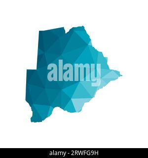 Icona di illustrazione vettoriale isolata con silhouette blu semplificata della mappa della Repubblica del Botswana. Stile geometrico poligonale, forme triangolari. bac bianco Illustrazione Vettoriale