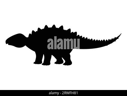 Panoplosaurus Dinosaur silhouette Vector isolato su sfondo bianco Illustrazione Vettoriale