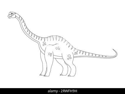 Europasaurus in bianco e nero dinosauro Cartoon personaggio Vector. Pagina colorante di un dinosauro Europasaurus Illustrazione Vettoriale