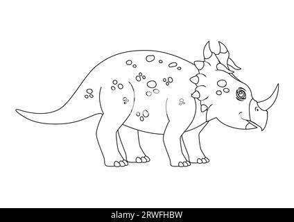 Black and White Centrosaurus Dinosaur Cartoon Character Vector. Pagina colorante di un dinosauro Centrosaurus Illustrazione Vettoriale