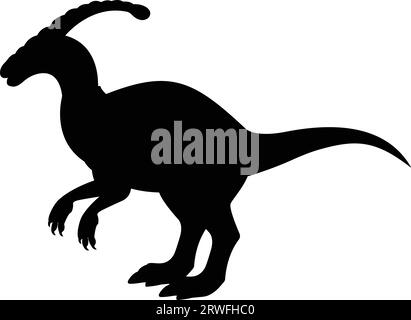 Parasaurolophus Dinosaur silhouette Vector isolato su sfondo bianco Illustrazione Vettoriale