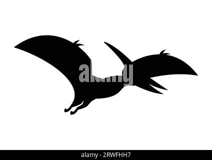 Pteranodon Dinosaur silhouette Vector isolato su sfondo bianco Illustrazione Vettoriale