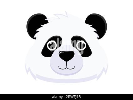 Panda Bear Face Cartoon Character Vector Illustration Illustrazione Vettoriale