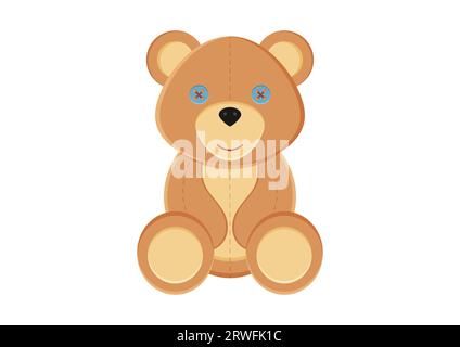 Teddy Bear Toy Cartoon personaggio illustrazione vettoriale Illustrazione Vettoriale