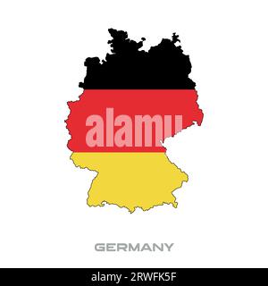 Illustrazione vettoriale della bandiera tedesca con contorni neri su sfondo bianco Illustrazione Vettoriale