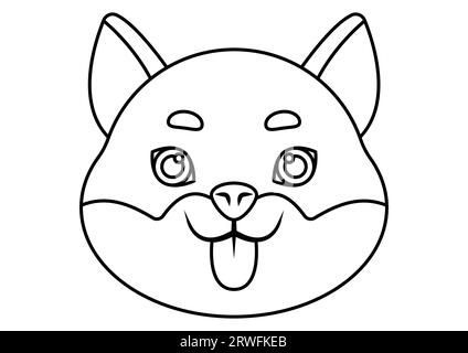 Illustrazione della pagina colorante di un vettore testa Dog Shiba Illustrazione Vettoriale