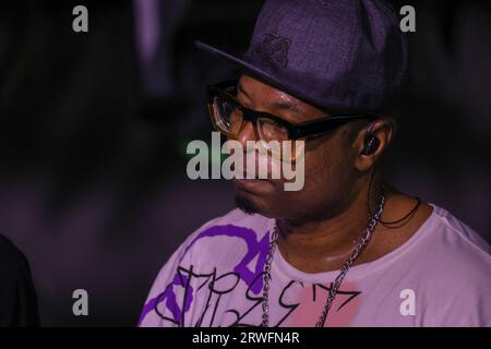 18 settembre 2023, San Paolo, San Paolo, Brasile: San Paolo (SP), 09/18/2023 Ã¢â‚¬â œ CINEMA/FILM/NOSSSO SONHO/BUCHECHA/SP - con Lucas Peteado e Juan Paiva, il lungometraggio '' Nosso Sonho'', che racconta la storia di Claudinho e Bochecha, ha vinto la première nella notte di questo lunedì (18). Celebrità, attori del cast e parenti erano allo Shopping Vila Olimpia, a San Paolo, per assistere al lancio del film, dopo che la pre Buchecha ha tenuto un ballo per la folla sul palco di SVO Secret nel proprio centro commerciale, i grandi successi del duo che ha segnato la storia degli anni '90 (Foto: Leco V Foto Stock