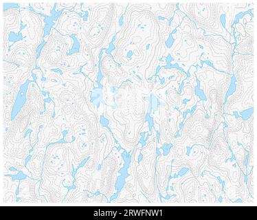 Mappa vettoriale topografica con lago, fiume e isolina Foto Stock