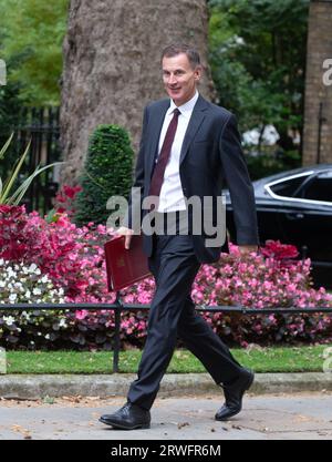 Londra, Regno Unito. 19 settembre 2023. Il Cancelliere dello Scacchiere Jeremy Hunt è visto in Downing Street come riunione del gabinetto. Credito: Tayfun salci / Alamy Live News Foto Stock