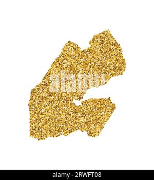 Illustrazione vettoriale isolata con mappa Gibuti semplificata. Decorato con una texture glitter dorata brillante. Decorazione di Capodanno e Natale per gr Illustrazione Vettoriale
