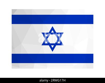 Illustrazione vettoriale isolata. Bandiera nazionale israeliana (bandiera di Sion) con la Stella blu di David. Simbolo ufficiale di Israele. Design creativo con poly sty basso Illustrazione Vettoriale