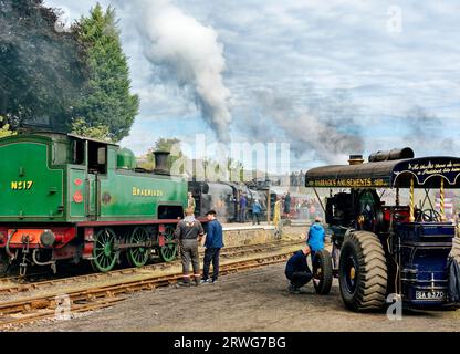 Boat of Garten Scotland Steam rally addestra motori di trazione fumo e vapore Foto Stock