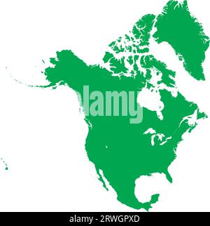 Mappa colore CMYK VERDE del NORD AMERICA Illustrazione Vettoriale