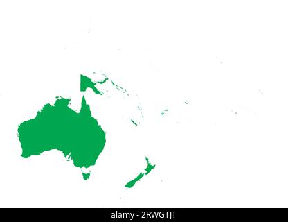 Mappa colore CMYK VERDE dell'OCEANIA Illustrazione Vettoriale