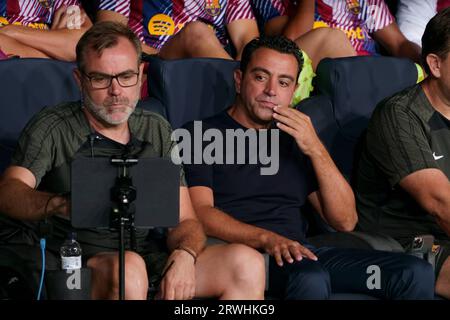 19 settembre 2023; Estadi Olimpic Lluis Companys, Barcellona, Spagna: UEFA Champions League calcio, FC Barcelona vs Royal Anversa: Xavi Hernandez, allenatore del Barcellona Foto Stock