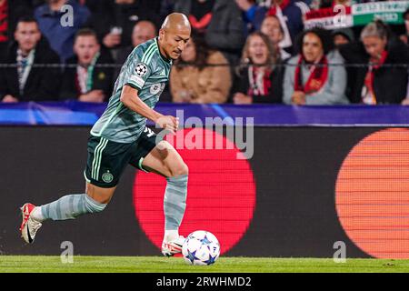 Rotterdam, Paesi Bassi. 19 settembre 2023. ROTTERDAM, PAESI BASSI - 19 SETTEMBRE: Daizen Maeda del Celtic corre con la palla durante la partita del gruppo e di UEFA Champions League tra Feyenoord e Celtic allo Stadion Feyenoord il 19 settembre 2023 a Rotterdam, Paesi Bassi. (Foto di Andre Weening/Orange Pictures) credito: Orange Pics BV/Alamy Live News Foto Stock