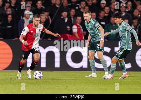 Rotterdam, Paesi Bassi. 19 settembre 2023. ROTTERDAM, PAESI BASSI - 19 SETTEMBRE: Ondrej Lingr di Feyenoord corre con la palla durante la partita di UEFA Champions League gruppo e tra Feyenoord e Celtic allo Stadion Feyenoord il 19 settembre 2023 a Rotterdam, Paesi Bassi. (Foto di Andre Weening/Orange Pictures) credito: Orange Pics BV/Alamy Live News Foto Stock