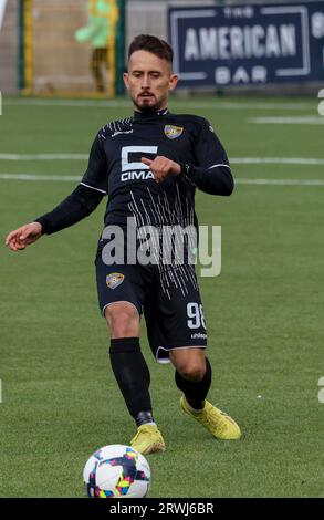 Solitude, Belfast, Irlanda del Nord, Regno Unito. 3 agosto 2023. UEFA Europa Conference League qualificazione secondo turno (andata e ritorno) – Larne contro Ballkani. FC Ballkani, calciatore Almir Kryeziu (98). Foto Stock