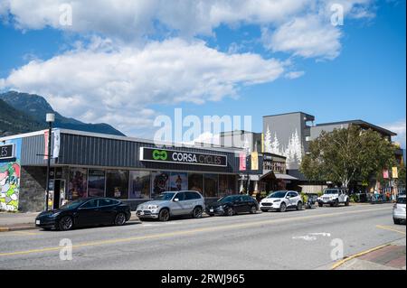 Cleveland Avenue nel centro di Squamish, British Columbia, Canada. Foto Stock