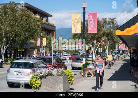 Cleveland Avenue nel centro di Squamish, British Columbia, Canada. Foto Stock