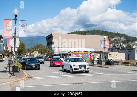 Cleveland Avenue nel centro di Squamish, British Columbia, Canada. Foto Stock