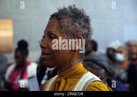 NEW YORK, NEW YORK- 19 SETTEMBRE: Assisti all'inaugurazione del John Lewis Stamp tenutosi presso l'African Burial Grounds il 19 settembre 2023 a New York City. Chris Moore/MediaPunch Foto Stock