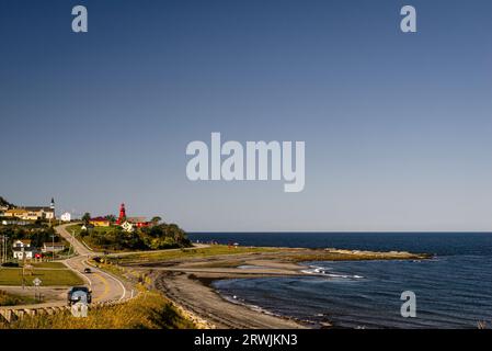 Si affacciano sul litorale di La Martre & Lighthouse   La Martre, Quebec, CA Foto Stock