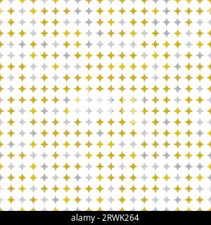 Ripetizione geometrica senza cuciture. Ornamento moderno con stelle dorate e argentate. Schema astratto geometrico Foto Stock