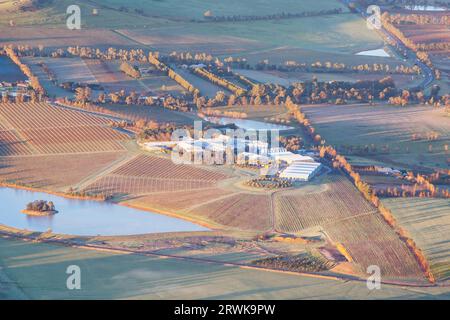 Vista aerea del vigneto Domaine Chandon nella Yarra Valley a Victoria, Australia Foto Stock