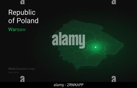 Mappa creativa della Polonia. Repubblica di Polonia. Mappa politica. Varsavia capitale della Polonia. World Countries mappe Glass Series Foto Stock