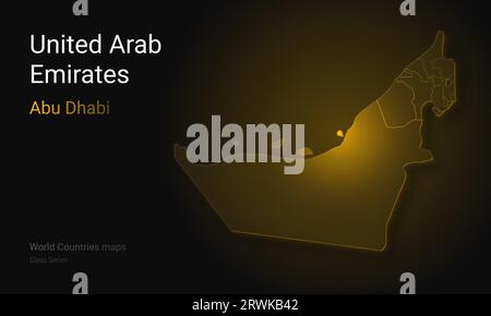 Mappa creativa degli Emirati Arabi Uniti. Mappa politica. Abu Dhabi. Capitale degli Emirati Arabi Uniti. World Countries mappe Glass Series. Emirati Arabi Uniti, Dubai Foto Stock