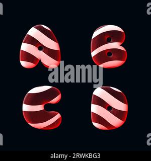 Testo dolce e caramelle. Alfabeto. Effetto di testo Jelly. effetto stile testo 3d. Foto Stock